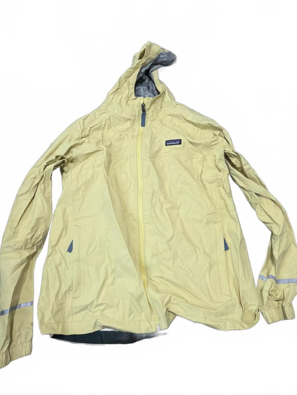Patagonia Boys XXL Yellow Hooded Jacket Windbreaker Rain Jacket